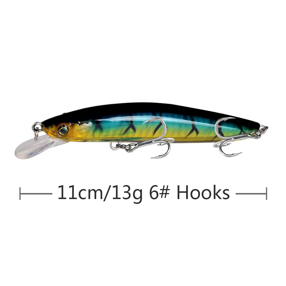 Señuelos flotantes de pesca láser Minnow, 11cm, 13g, Wobbler, Crankbait, aparejos, ojos 3D, cebo de plástico duro, Lucio, Pesca de carpa, 1 pieza - imagen 5