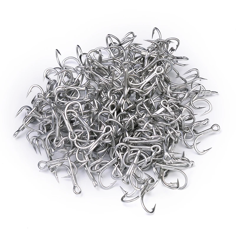 10 unids/lote anzuelo de pesca de agua salada anzuelo triple de estaño mate 2/0 # -1/0 # -1 # -2 # -4 # -6 # -8 #   Gancho 3X de alta resistencia de acero rico en carbono - imagen 5