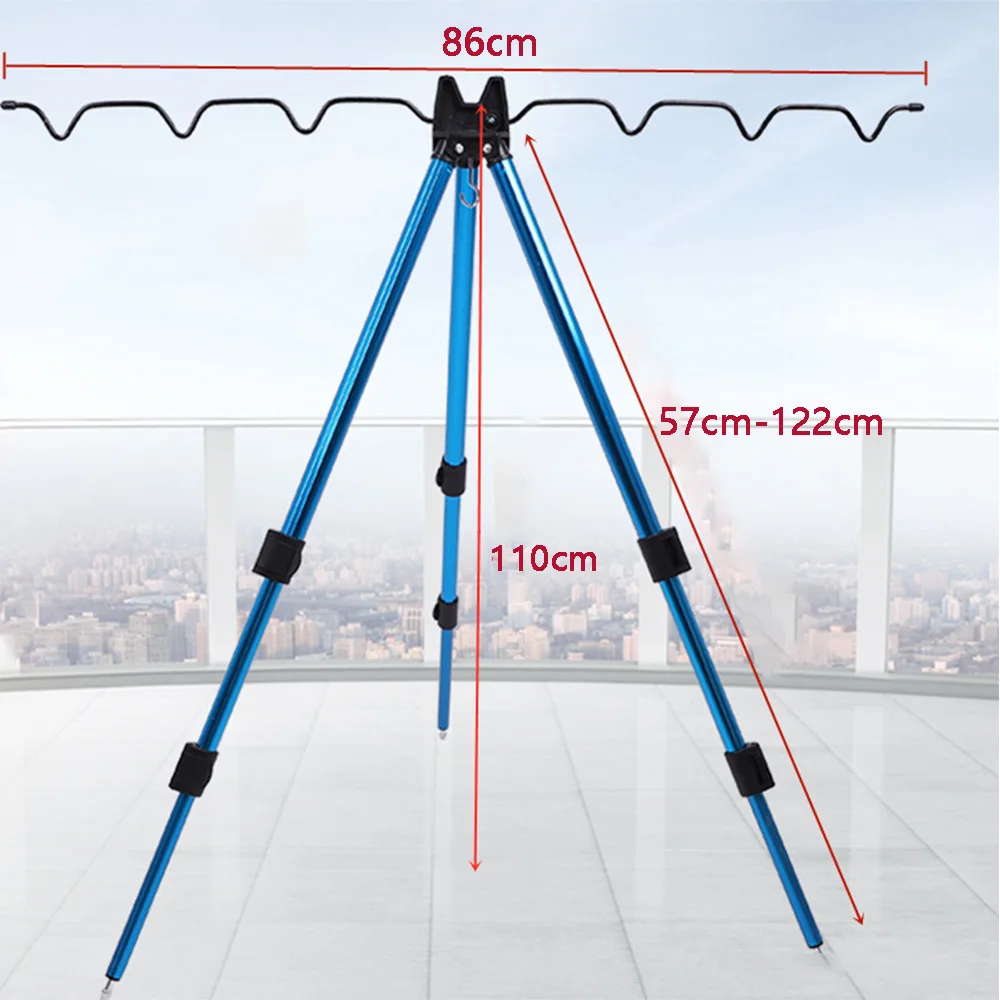 Soporte telescópico de aleación de aluminio para cañas de pescar, trípode plegable portátil, herramienta de soporte para caña de pescar en el mar, 5/7 ranuras, nuevo - imagen 5