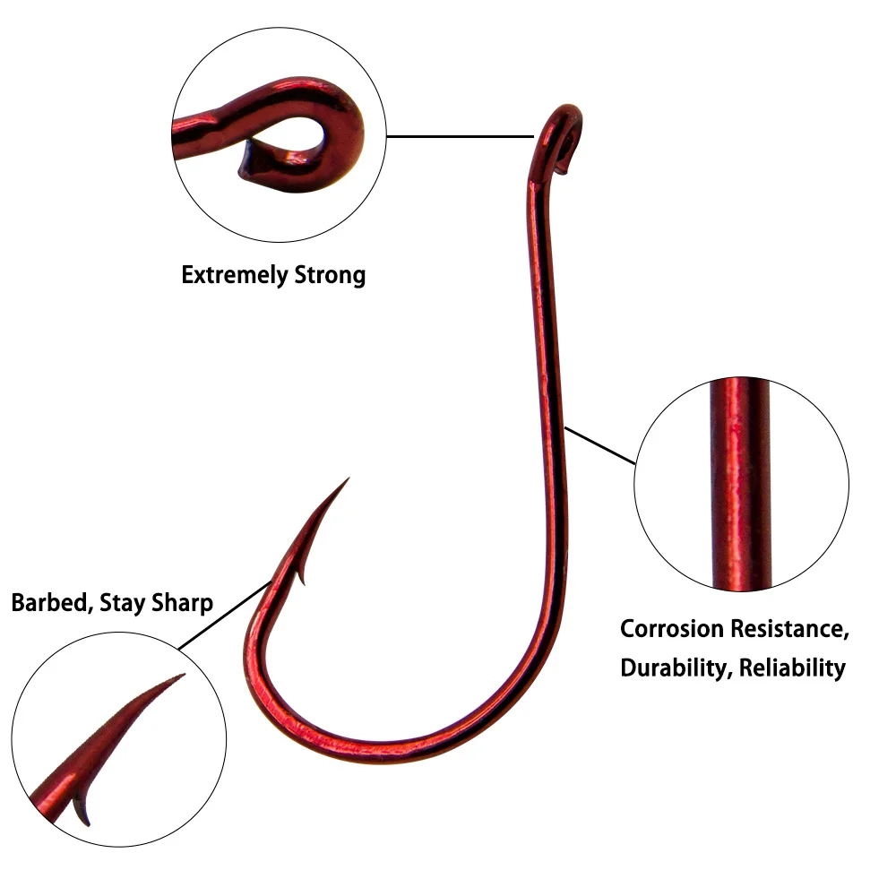 Anzuelo de pulpo de pesca, anzuelo circular de agua salada, para señuelo, gusano, Jigging, agua dulce, bagre, trucha, 100 piezas - imagen 4