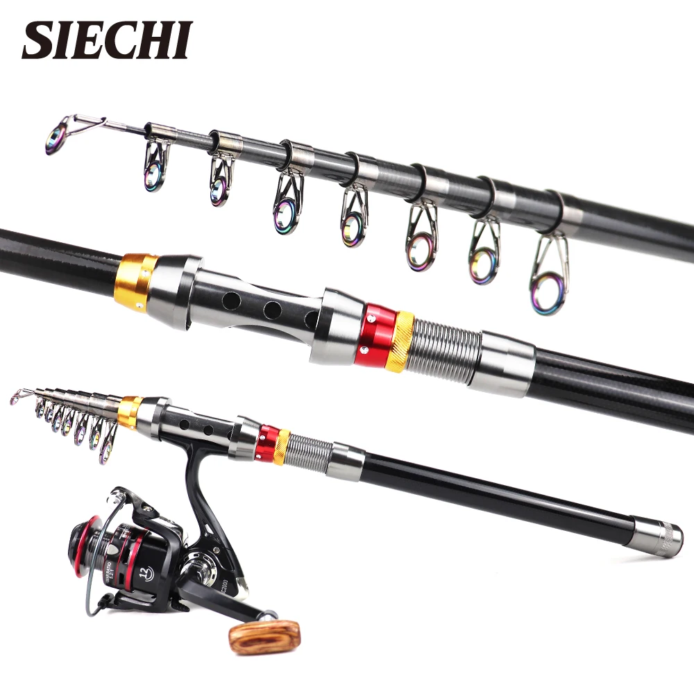 SIECHI-caña de pescar de fibra de carbono, caña de pescar giratoria, 3,6 M/3,0 M/2,7 M/2,4 M/2,1 M/1,8 M - imagen 2