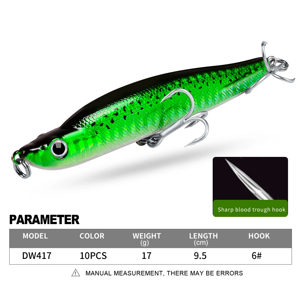 PROBEROS-SEÑUELOS DE PESCA DE 10cm-3,94 "/17g-0,6 oz, lápiz de hundimiento, Wobblers de fundición larga, Swimbait, cebo duro Artificial, aparejos de pesca - imagen 3