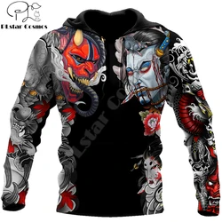 Sudadera con Capucha y Cremallera Estampado 3D Oni y Dragón – Unisex