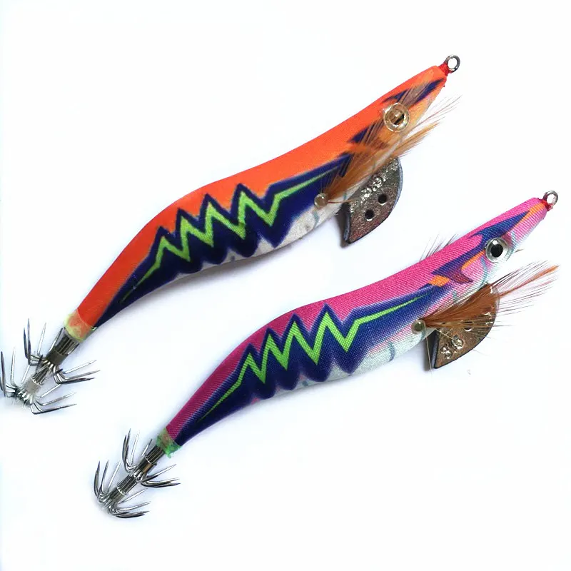 Anzuelos de plantilla de calamar de camarón de madera Artificial, aparejos de Pesca Jigging luminosos, señuelo de plantilla de calamar de sepia, señuelo de Pesca oscilante, 8 piezas, 3,5 #13CM 21G - imagen 2