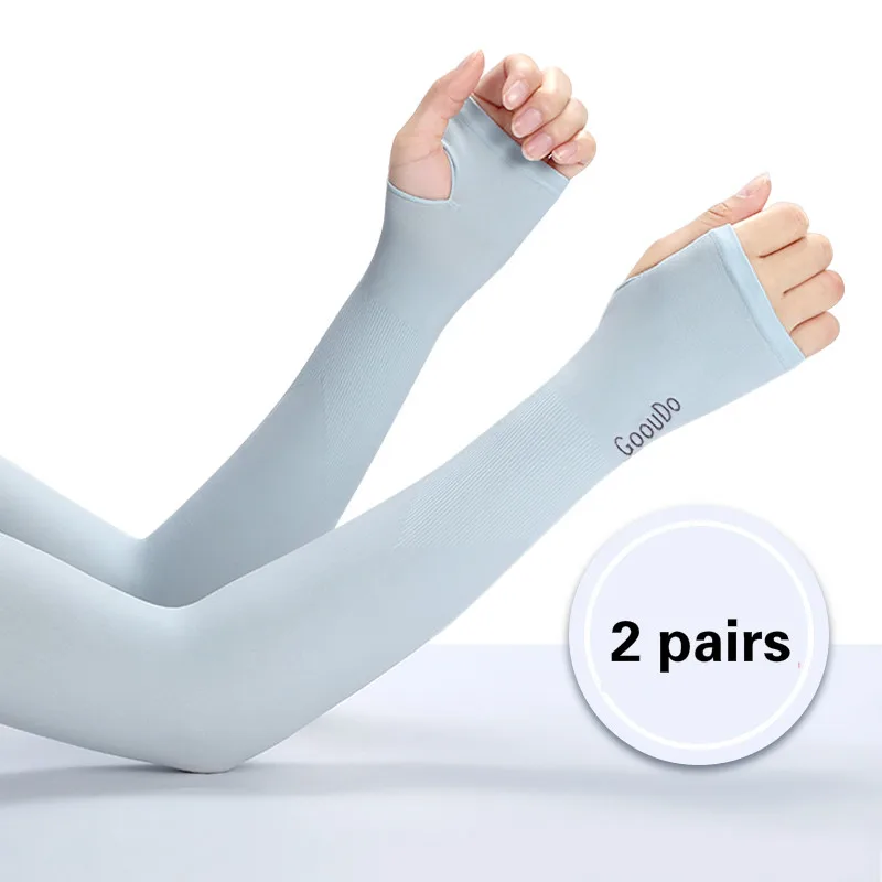 Protectores de brazo de seda helada, manguitos de protección solar, UV, 2 pares - imagen 4