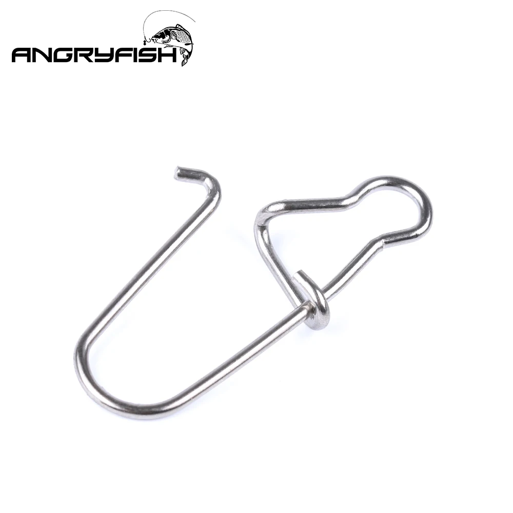 Angryfish-ganchos de pesca de acero inoxidable, 50 unidades, cierre de gancho giratorio a presión, anillos sólidos, broches de seguridad, conector - imagen 4