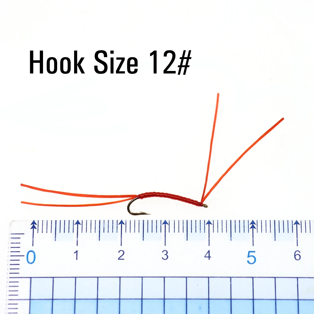 ICERIO 10 Uds piernas flexibles gusano de sangre trucha mosca curvada atado gancho trucha pesca mosca señuelo cebos - imagen 4