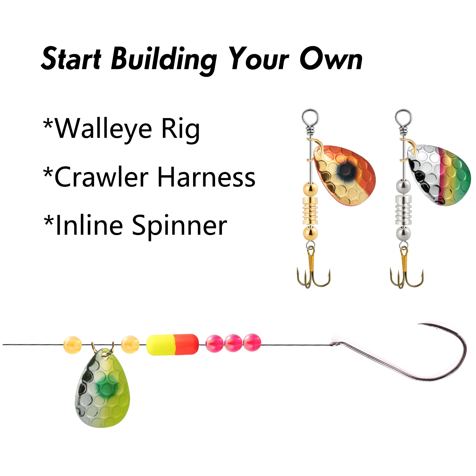 20 piezas-señuelo de pesca Colorado Blade para pesca en línea, Spinnerbaits, Walleye Rig, cola giratoria, lubina, trucha martillada, agua dulce - imagen 4