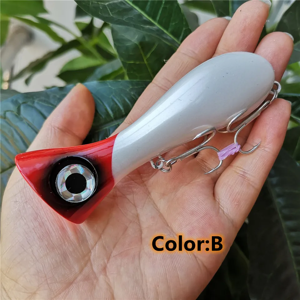 Señuelo de juego grande, 97mm, 33g, nuevas Señuelos de pesca Popper, cebo duro de agua superior, ojos 3D, señuelo Popper de boca grande - imagen 5
