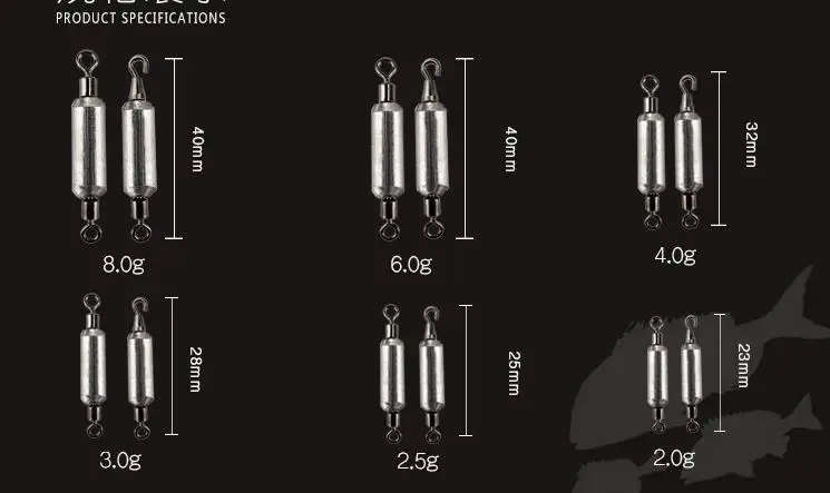 Anillo de rotación de alta velocidad giratorio de plomo de rotación rápida, accesorios para aparejos de pesca, conector de doble cabezal 2g/3g/4g/6g, lote de 4 piezas - imagen 5