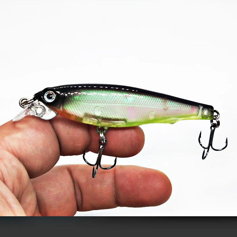 Señuelos de Pesca láser Minnow, 8cm, 7,5g, ojos 3D, Crankbait Wobblers, cebos de plástico duro artificial, aparejos de pesca, 1 ud.