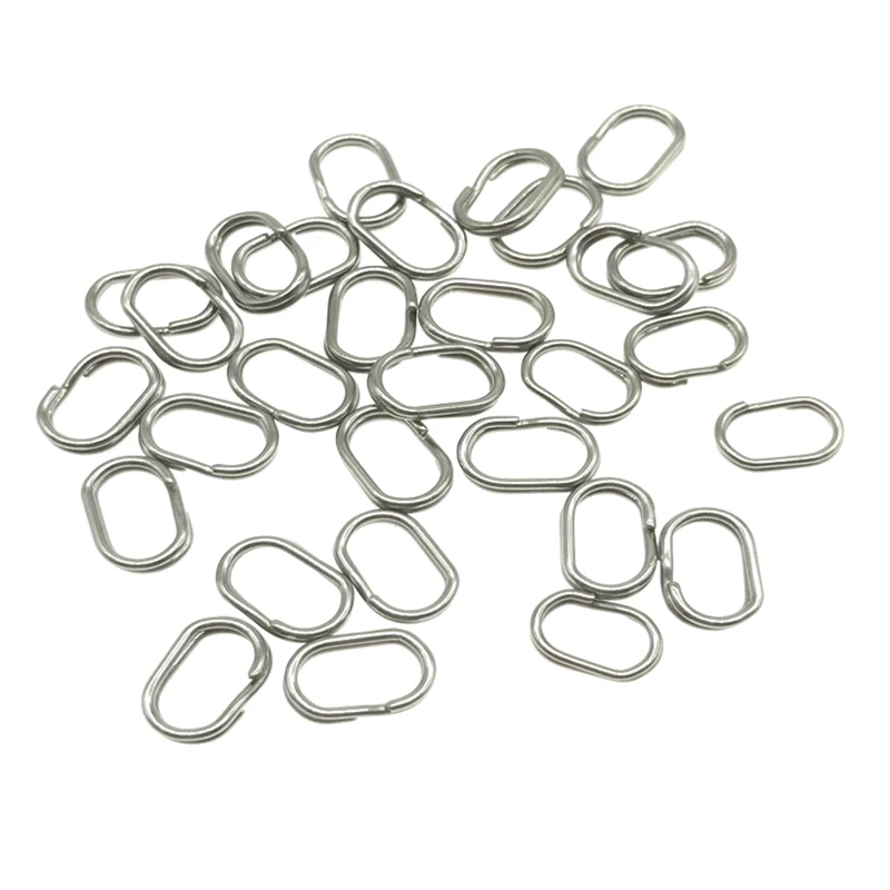 Accesorios para productos de Pesca, conector de señuelo ovalado, doble anillo de acero inoxidable, anzuelo de cebo falso de mar, aparejos de Pesca, 1000 Uds.