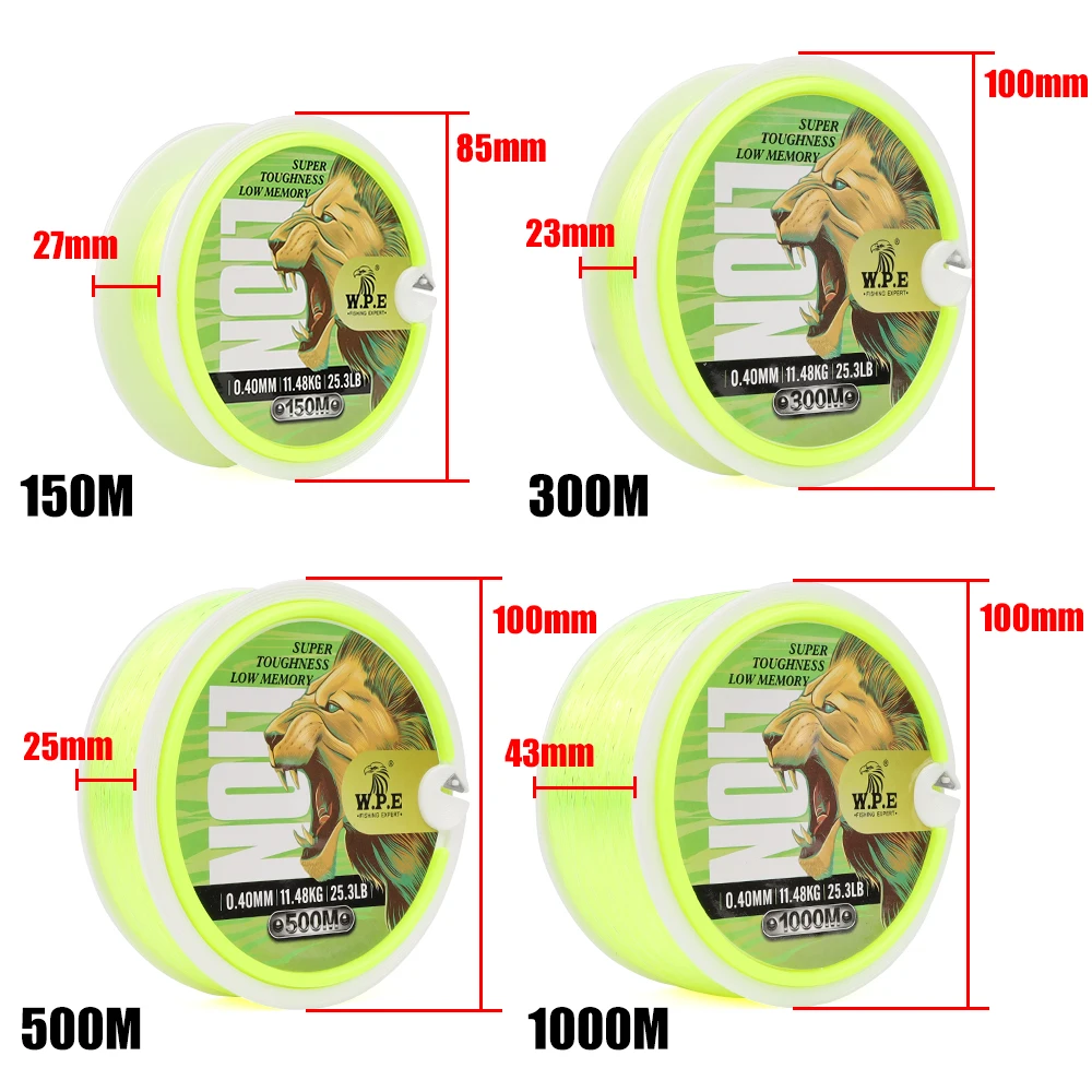 W.P.E LION-sedal de pesca de nailon, sedal de monofilamento japonés de 150m/300m/500m/1000m, 0,20mm-0,50mm, 7.0lb-37.1lb - imagen 2