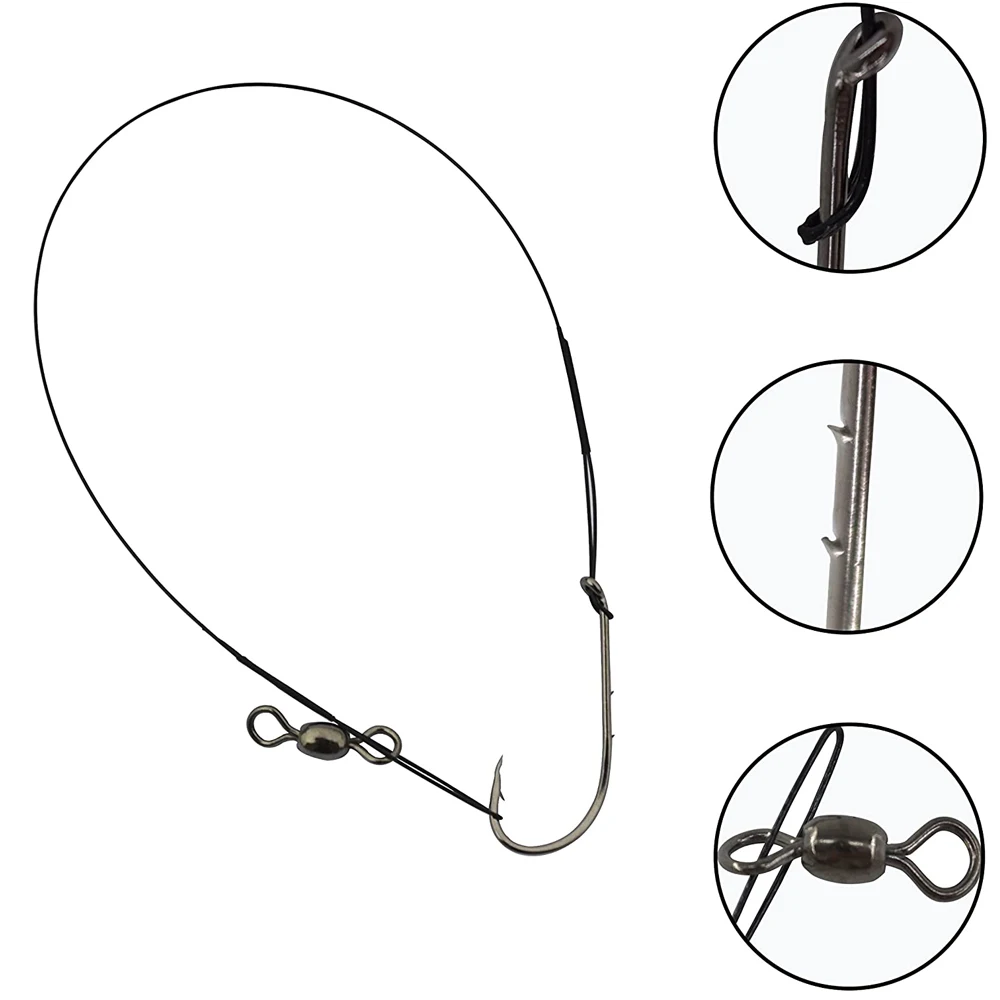 Línea líder de pesca de alambre de acero de 18 piezas con ganchos 2 # -2/0 líder de pesca antimordida Baitholder anzuelo Pike Bass pesca líder - imagen 4