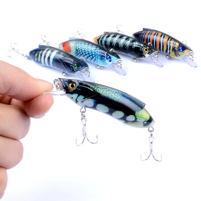 Wobbler 8cm de buceo – Plástico duro con triple anzuelo y ojos 3D
