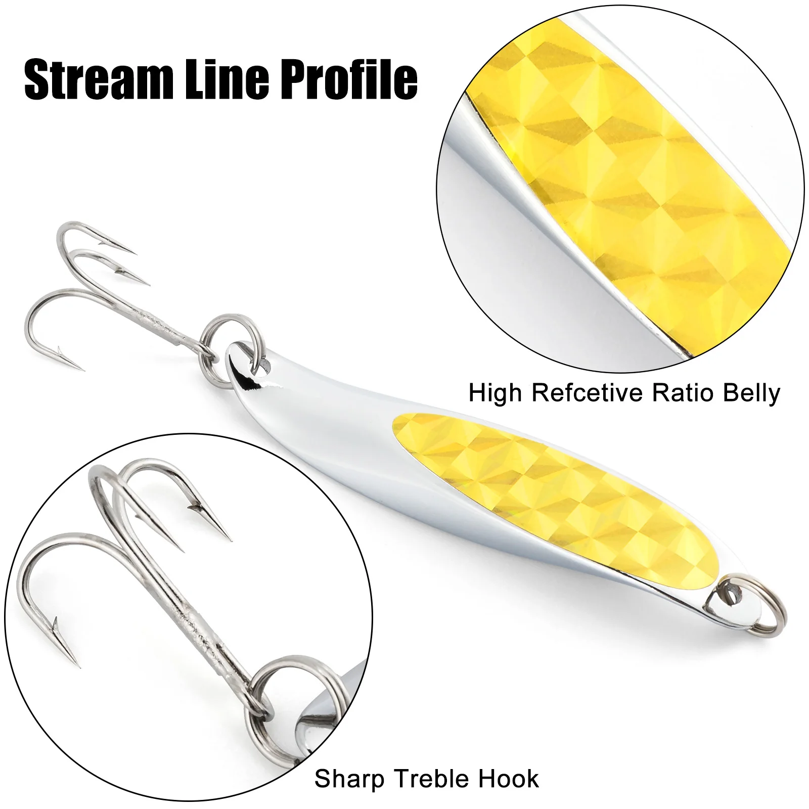 Señuelo giratorio de Metal de 5 piezas, cebo duro de pesca equilibrada de 21g, Wobbler para agua salada, trucha, lubina, Lucio, bagre - imagen 2