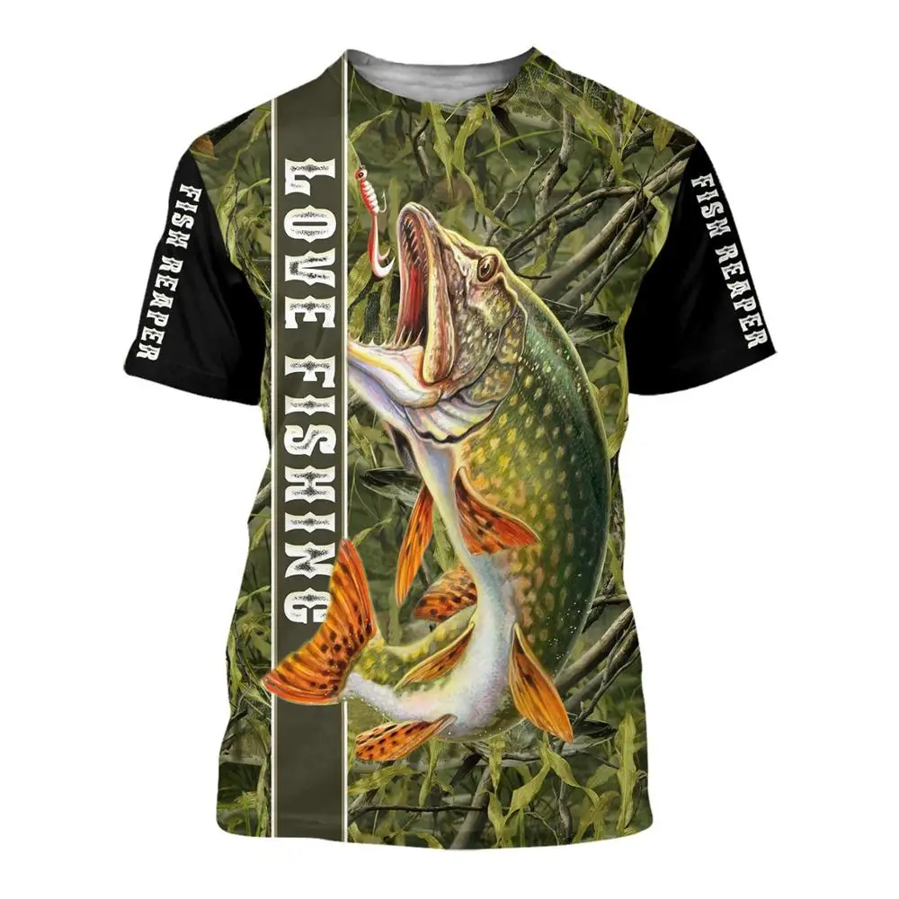 2025 arte de pesca Harajuku camiseta de verano ropa vamos a pescar 3D completamente impreso camisetas para hombres y mujeres Envío Directo - imagen 3