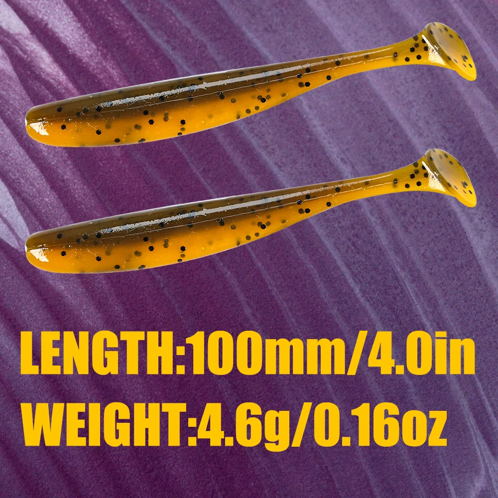 B & U-Señuelos de Pesca fáciles de brillo, cebo suave de 100mm, cebos grandes para trucha, Wobblers, Iscas, Pesca Artificial, Swimbait de plástico de silicona - imagen 2