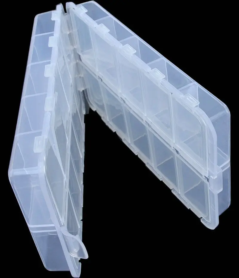 Caja de señuelos de pesca de 20 celdas, dos niveles, 16cm * 9,5 cm * 3,9 cm con fuerza transparente Visible, aparejos de pesca, caja de cebo - imagen 5