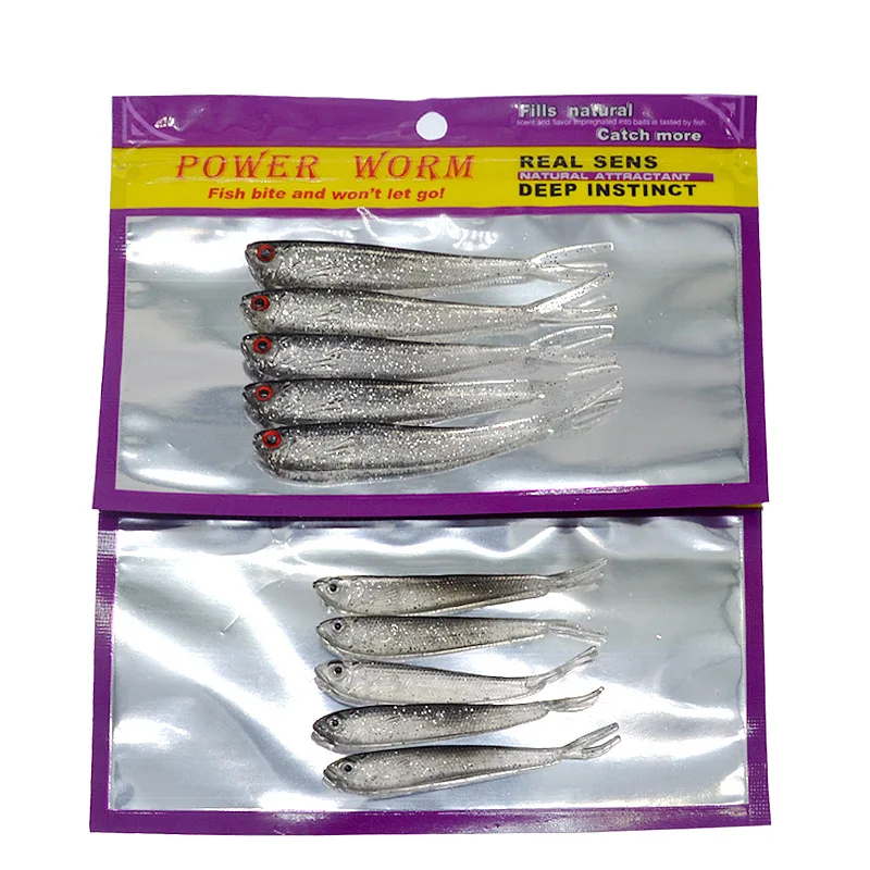 Señuelo blando de pesca, cebo súper Natural, atrayente Artificial negro, simulación de captura de peces, 7cm/10cm, 5 unidades/bolsa - imagen 5