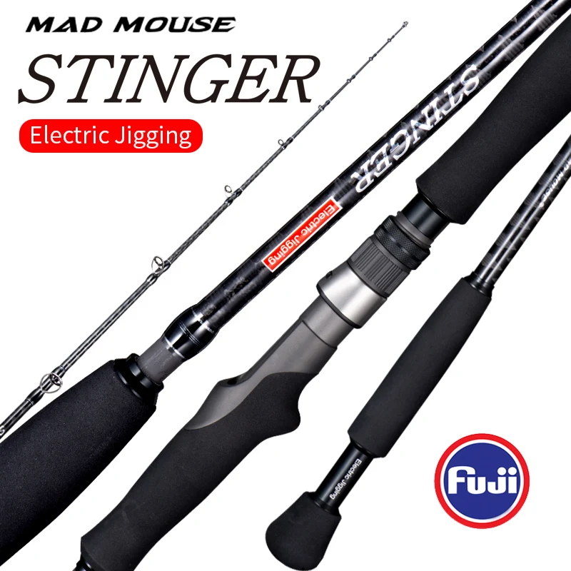 Nuevo Japón piezas completas fuji MADMOUSE Stinger caña de Jigging eléctrica 1,9 M peso de plantilla 300g 400g caña de barco de fundición caña de pescar en el océano