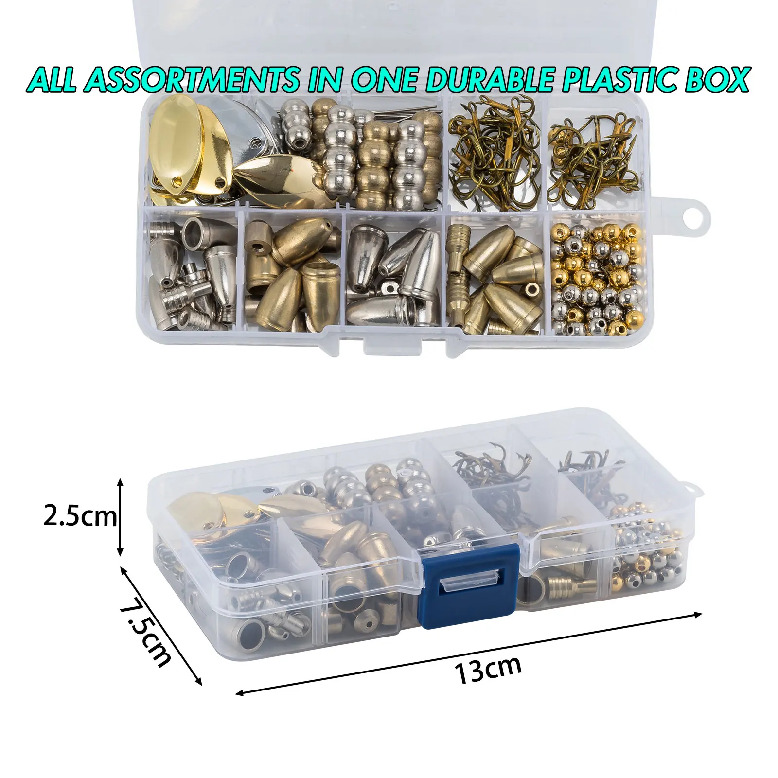 Kit de fabricación de Spinner de pesca en línea para trucha, aparejo de cebo, cuchara, Spinnerbait Blade Bass Crappies Salmon, 210 unids/caja - imagen 2