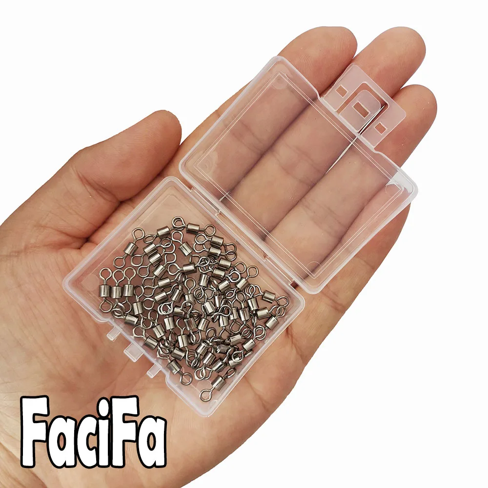 50 o 100 Uds. Rodamiento de barril de pesca giratorio con caja conector de señuelo de anillo sólido accesorios de aparejos de pesca de carpa herramienta para peces - imagen 4