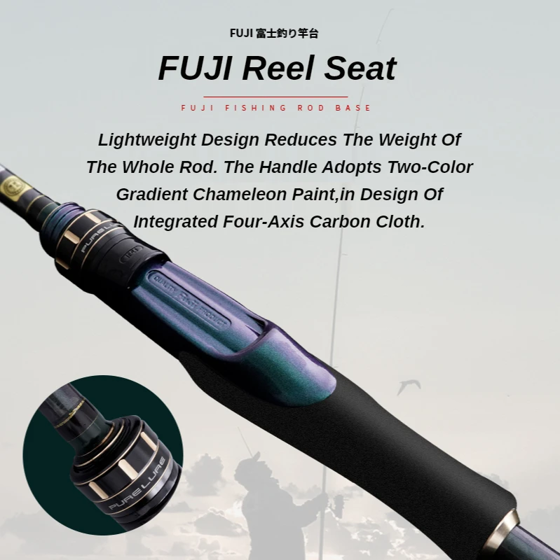 PURELURE-caña de pescar LUBINA, caña de pescar de lanzamiento largo de alto carbono, accesorios FUJI, más carrete giratorio - imagen 5