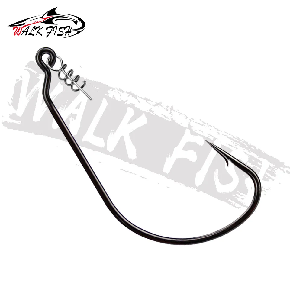 WALK FISH-anzuelos de pesca con bloqueo giratorio, Kit de ganchos de gusano con pasador de centrado para cebos de señuelo suave, 5 tamaños, 20 piezas - imagen 2