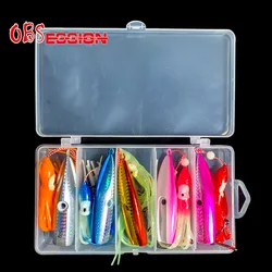 OBSESSION-caja de señuelos de Metal duro, juego de señuelos de plantilla Inchiku, Tai Rubbers Kabura Slider Jig con ganchos de asistencia, 80g, 100g, 120g, 150g, 5 uds.