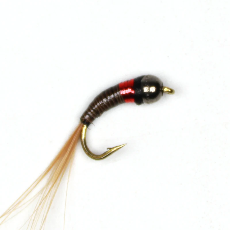Bimoo-plantilla para moscas de las Ninfas, cabeza de cuentas de tungsteno, pavo real, #14, 4 Uds. - imagen 2