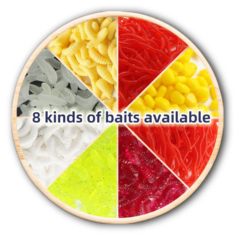 Chinook-señuelo de pesca, cebo Artificial de silicona suave, gusano rojo, maíz, gusano de tierra, olor a Camarón, 80 unidades/100 unidades - imagen 2