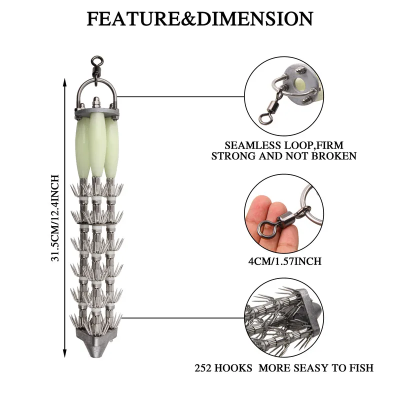 2 uds cebo de calamar grande anzuelo de madera para camarones y pulpo 650g pulpo luminoso sepia señuelo de pesca de calamar para juego grande anzuelo de pesca de calamar - imagen 2