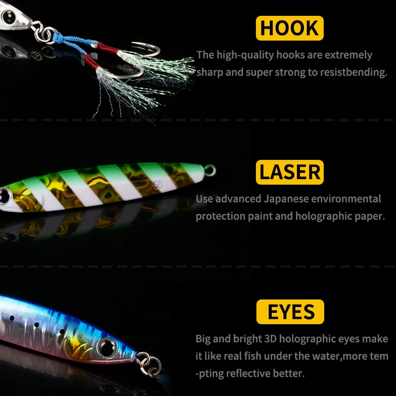 MAGIC WORKS-señuelo de pesca de Metal, cebo Artificial de 60G y 80G, aparejos de pesca de lubina dura lenta para Orilla - imagen 5