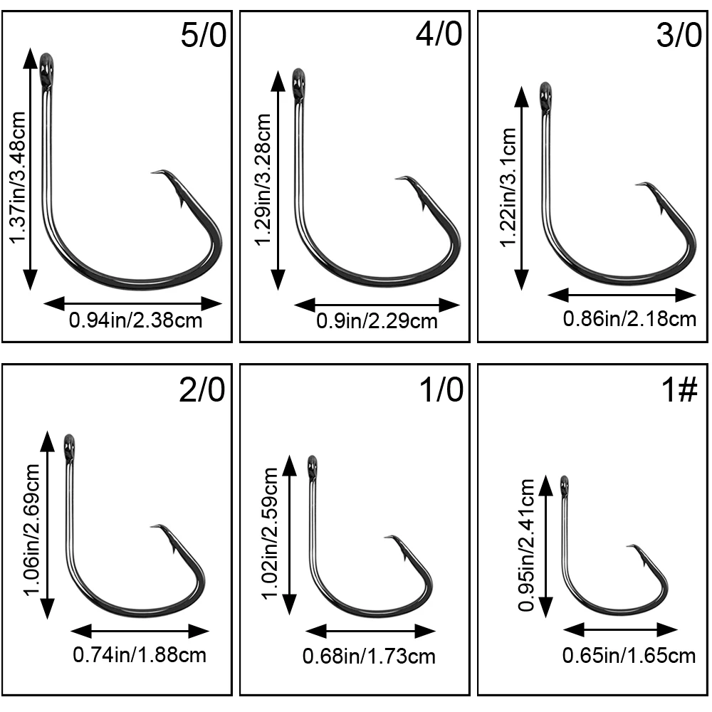 Anzuelos de pesca circulares de acero al carbono, 160 unids/caja, afilados, deportivos, para agua salada y dulce - imagen 2