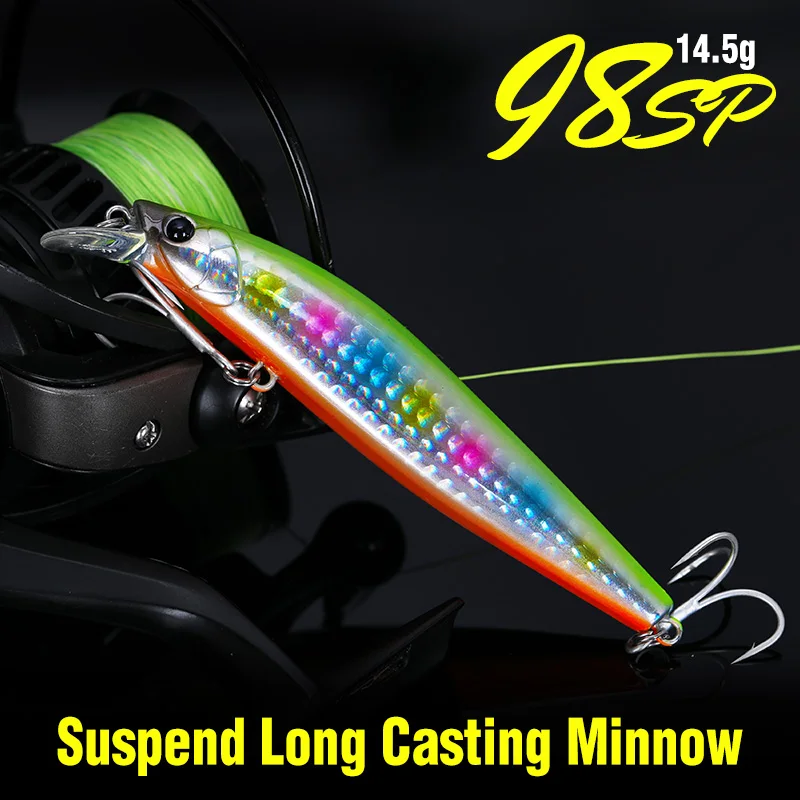 TSURINOYA-señuelo de pesca de agua salada, pececillo suspendido, DW86, 98mm, 14,5g, sistema de peso de tungsteno, cebos Wobbler de fundición larga - imagen 5