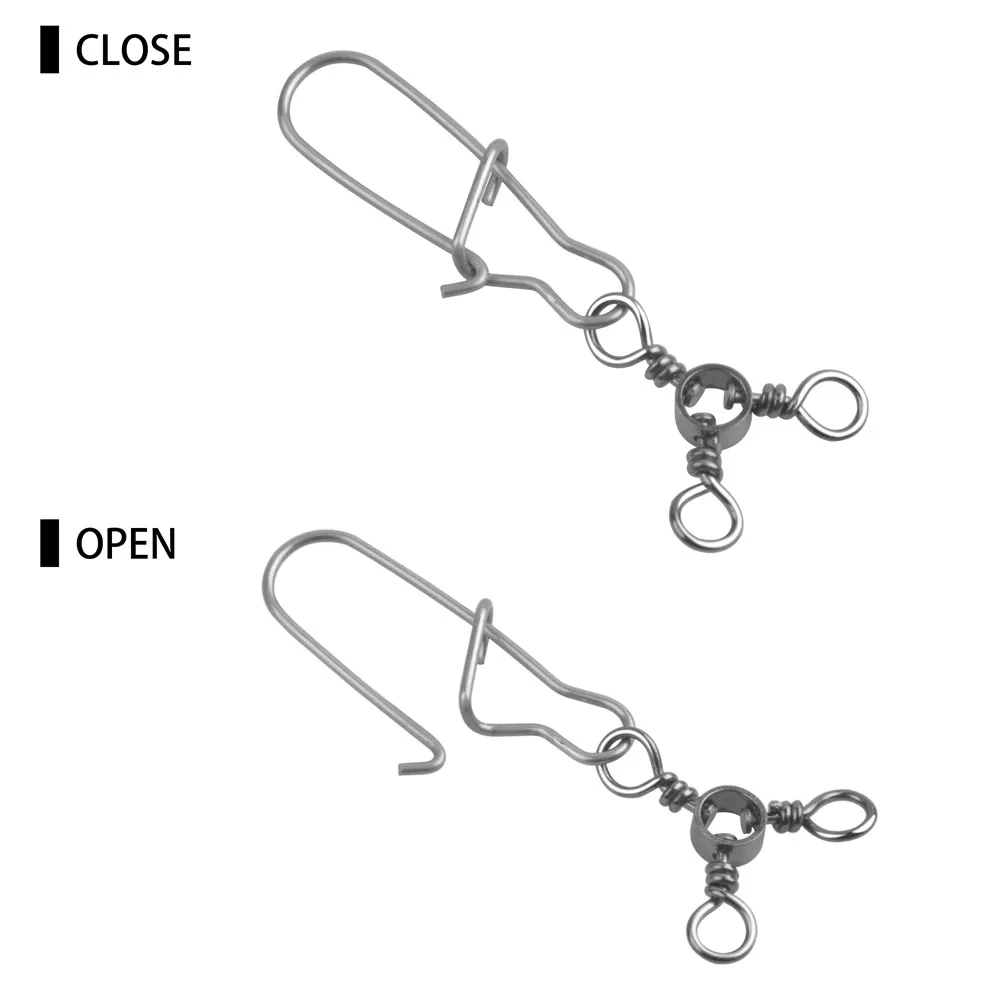 60Pcs/box 3 Way Fishing Connector Crossline Trigeminal Swivel with Stainless steel Nice Snaps Tackle Fishing Lure Accessories - imagen 4