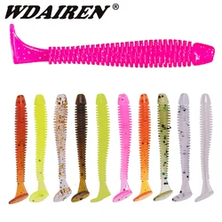Señuelos blandos de gusano en espiral para Pesca, anzuelo de lubina de 4,8 cm y 0,8g, Swimbaits de silicona Artificial, aparejos para carpa y Lucio, 10 unidades por lote