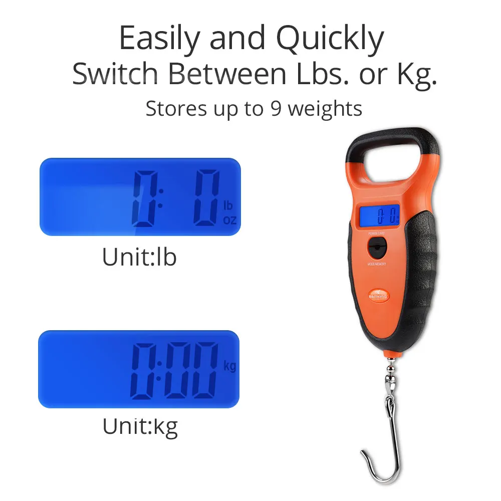 KastKing-báscula Digital flotante impermeable, modo Dual, libras, onzas, kilogramos, Mango antideslizante que incluye pinza para labios sin perforaciones - imagen 3