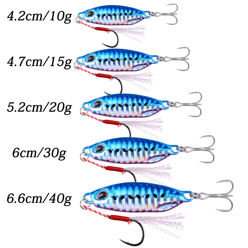 Señuelo de pesca Jigging de Metal para agua salada, cebo duro de 10g/15g/20g/30g/40g, cebo de hundimiento corporal láser, 7 piezas - imagen 2