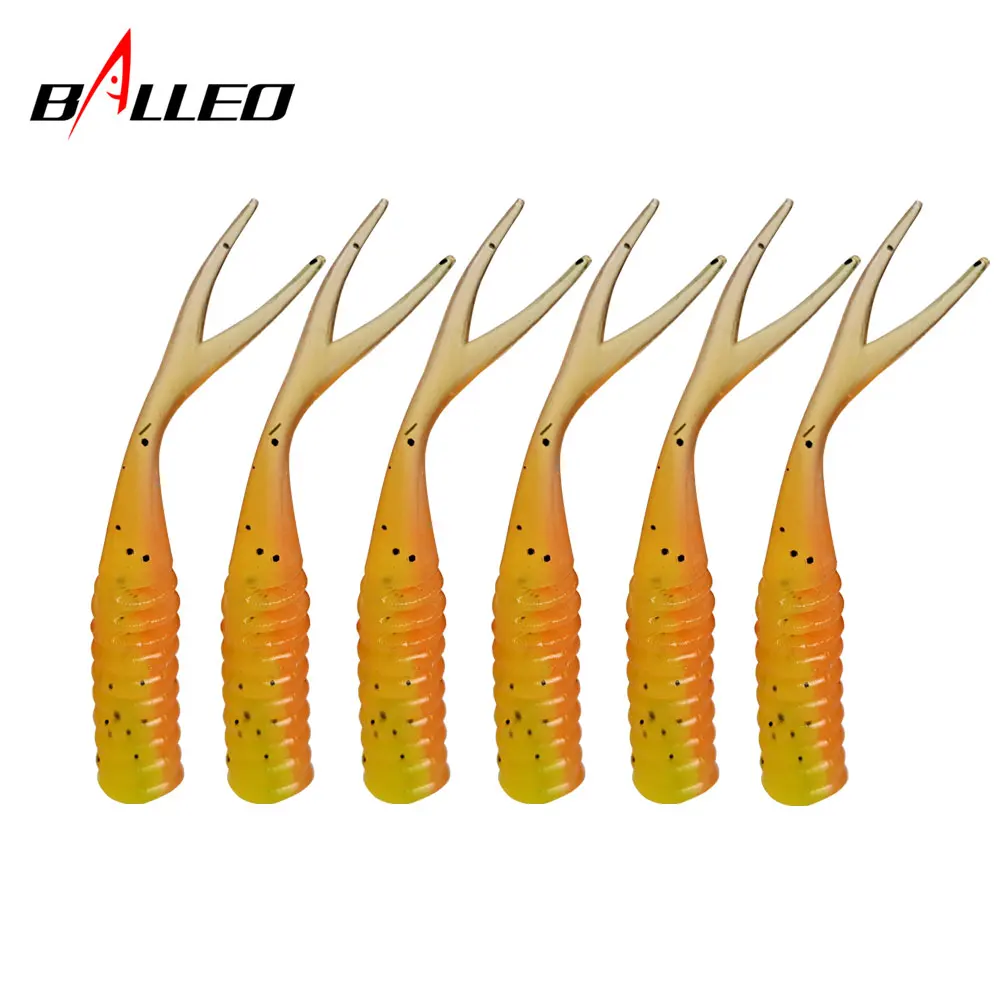 Señuelos blandos de pesca gusano de silicona 6 cm/1,7g señuelo de pesca Wobblers de goma Artificial cebos de doble Color - imagen 2