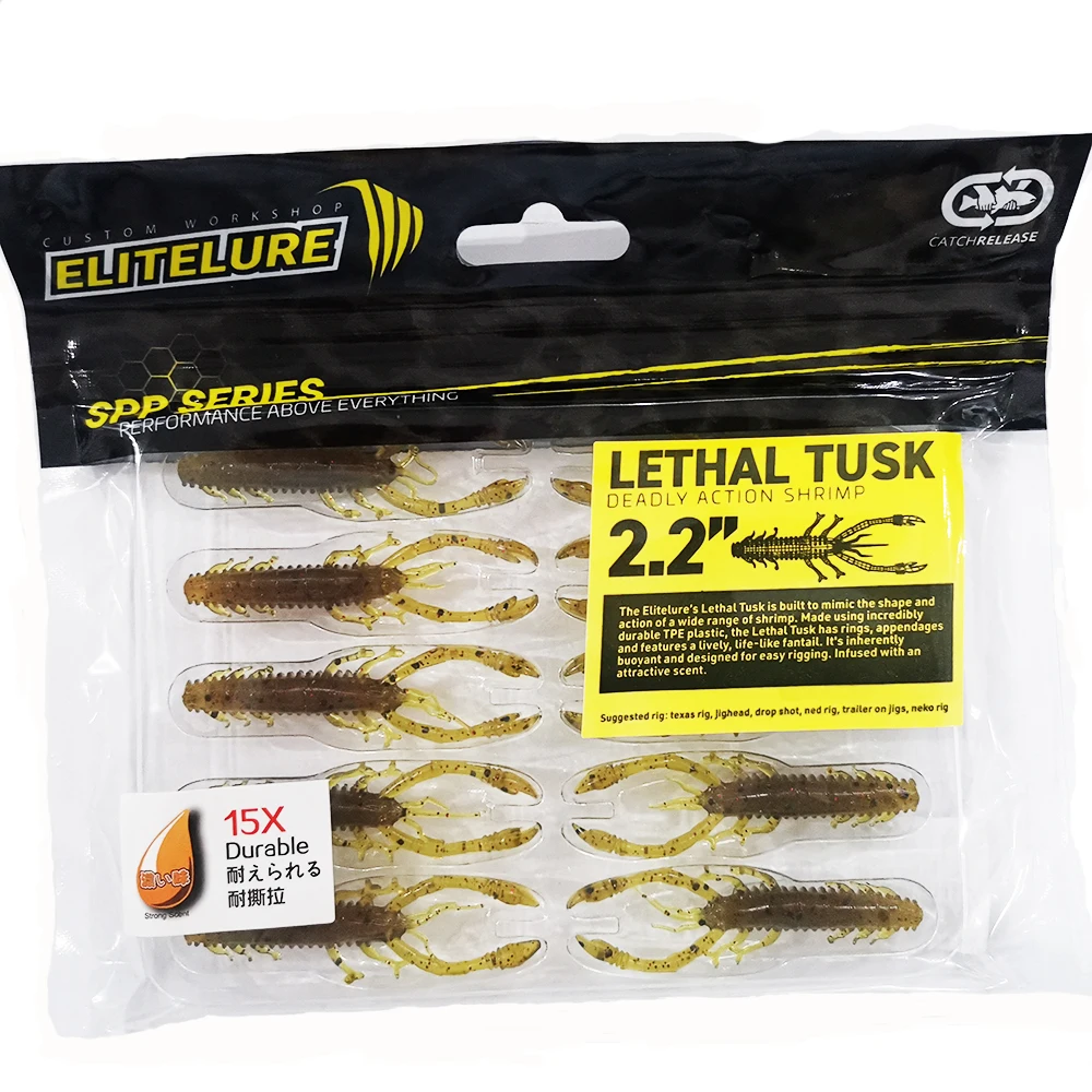 Colmillo mortal, 2,2g/3 pulgadas Anzuelos flotantes de camarón suave con olor, cebo de gusano de silicona, señuelo atractivo, equipo para pesca señuelo lubina señuelos pesca - imagen 4