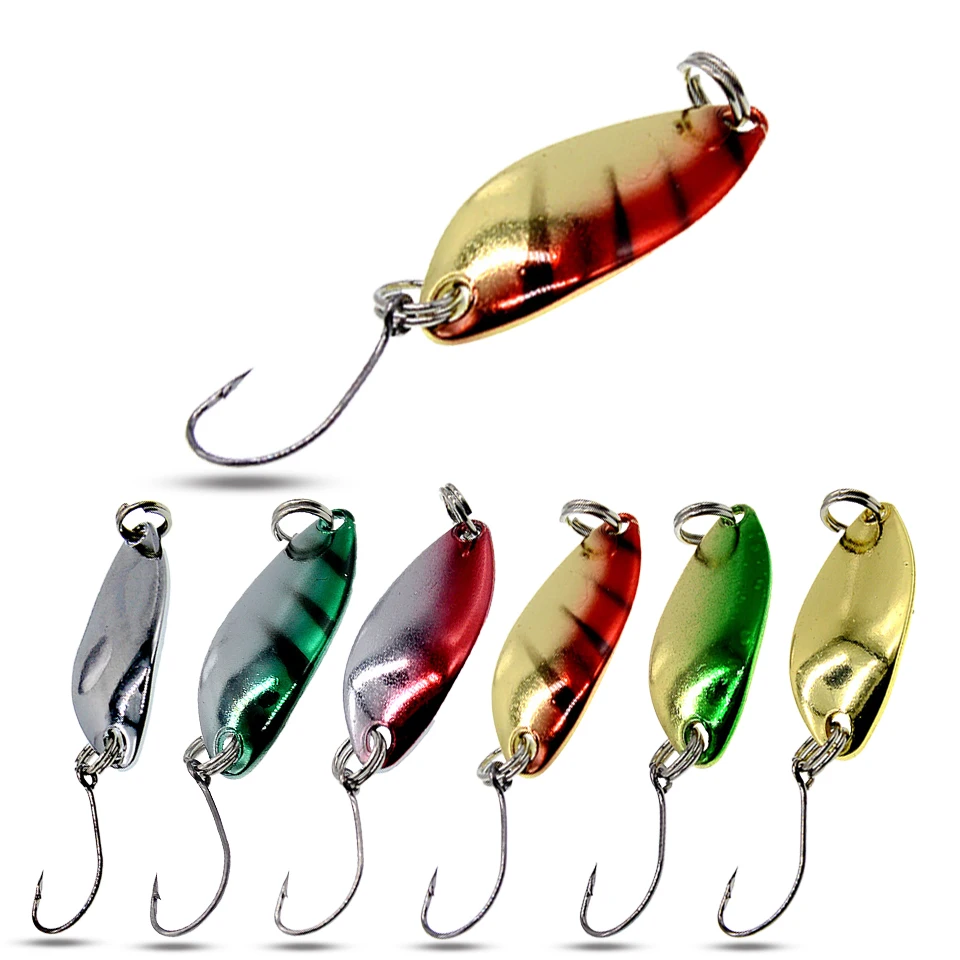 Señuelo de lentejuelas para pesca, cebo de Metal de un solo gancho, giratorio duro, trucha, lubina, Lucio, pesca en hielo, 10 piezas/6 piezas, 2,5G, 32MM - imagen 5