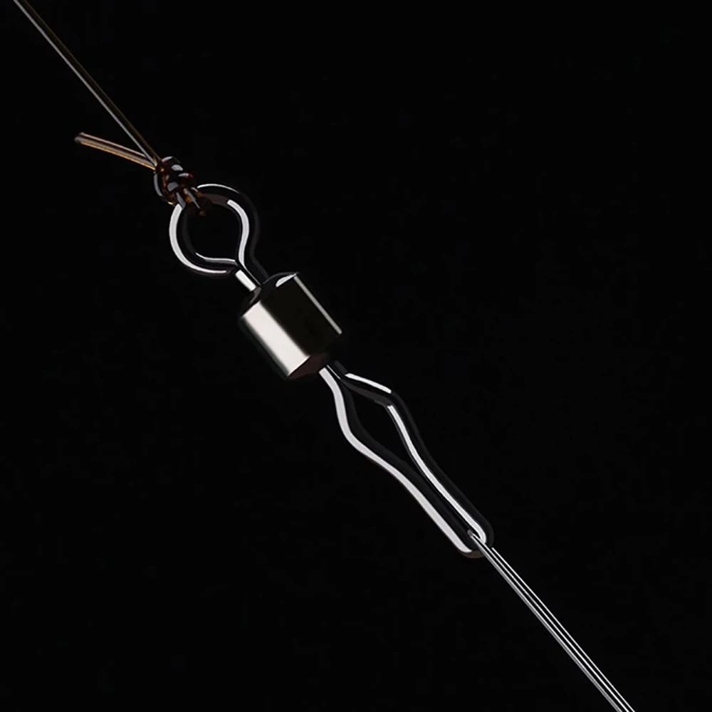 Bimoo 100 piezas 360 °   Giratorio de cobre de rotación con Clip de línea lateral, anzuelo y conector de pesca de basura, aparejos giratorios de pesca con broche - imagen 5