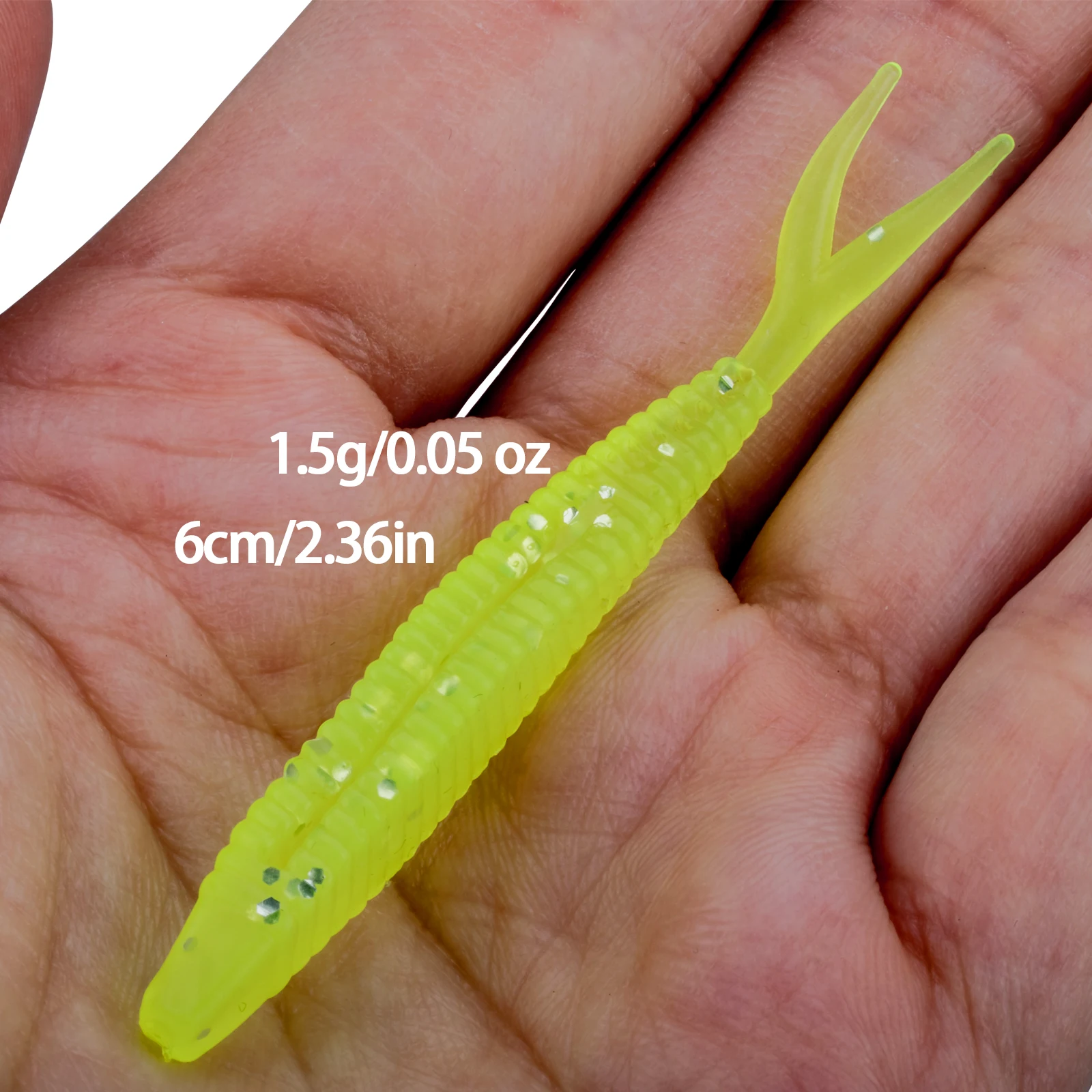 THKFISH 30 Uds. Señuelos blandos brillantes 1,5g 6cm cebo blando señuelo de pesca luminoso cebos artificiales de silicona gusanos blandos agua dulce - imagen 5
