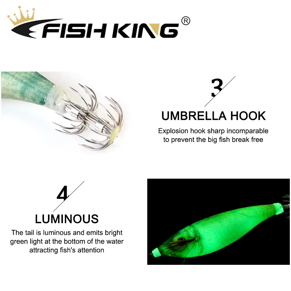 Señuelo de pesca luminoso, anzuelo de calamar, Wobblers de 9cm y 16g, Jigging oceánico, pulpo, sepia, camarón, cebos duros de madera, ojos 3D - imagen 5