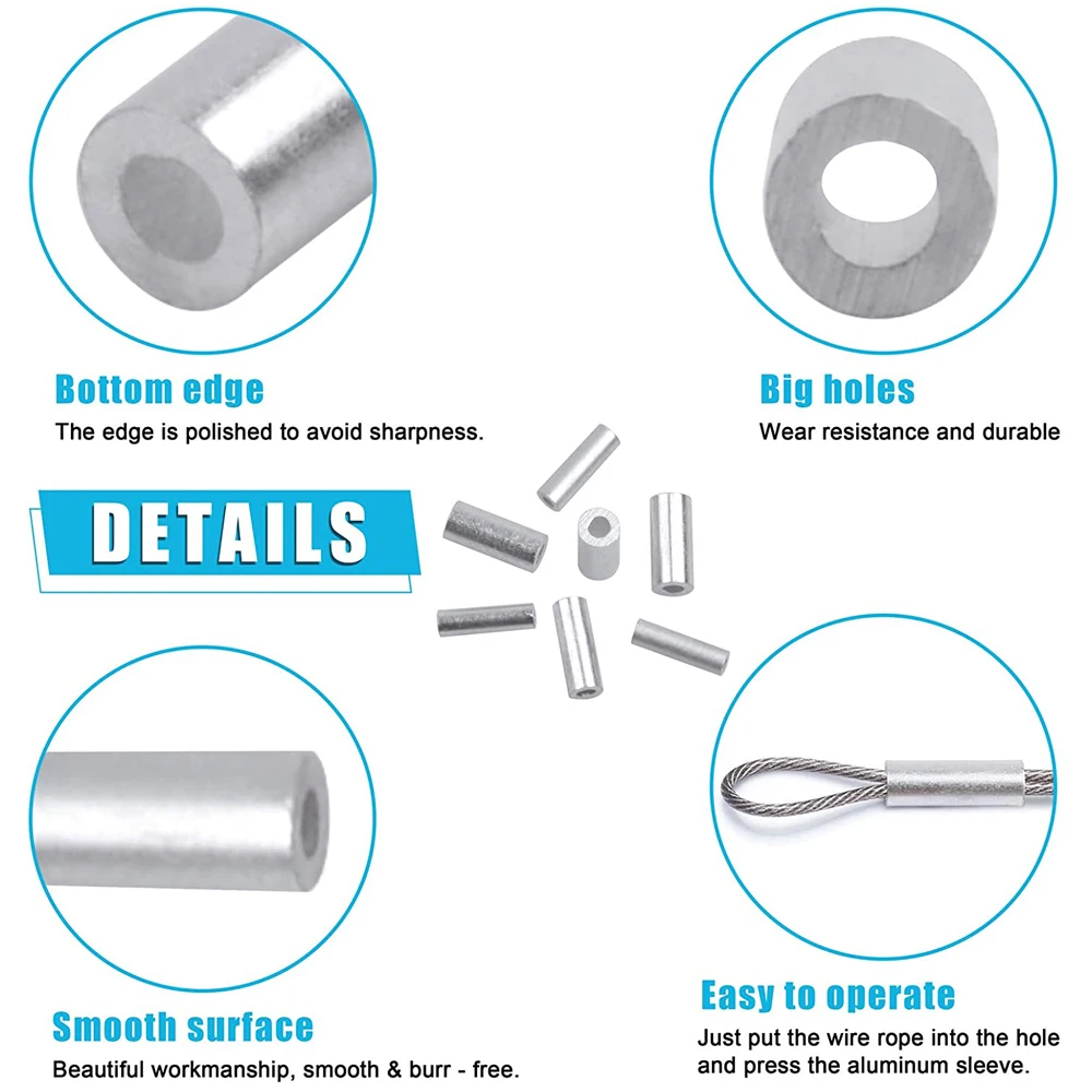 500 unids/caja de engarce de pesca, accesorios de conector de tubo de pesca de aluminio redondo blanco, accesorios de tubo de engarce de alambre - imagen 3
