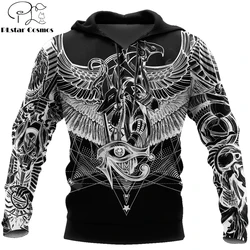 Sudadera con capucha negra estampado 3D dioses egipcios unisex otoño
