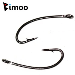 Bimoo Anzuelos Ninfa Mosca Seca Níquel Negro 3X – Vástago Largo