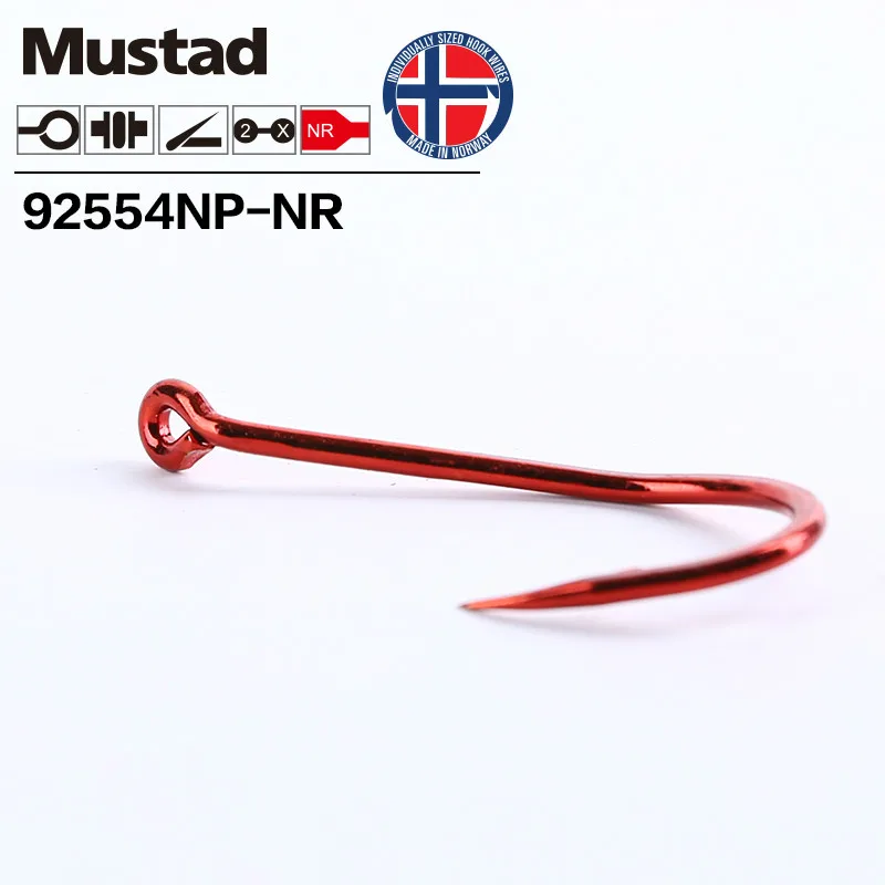 Anzuelos Mustad originales 92554 Olecranon Peche anzuelo de púas señuelo de Pesca de mar de agua dulce Wedkarstwo anzuelos individuales aparejos de Pesca - imagen 2